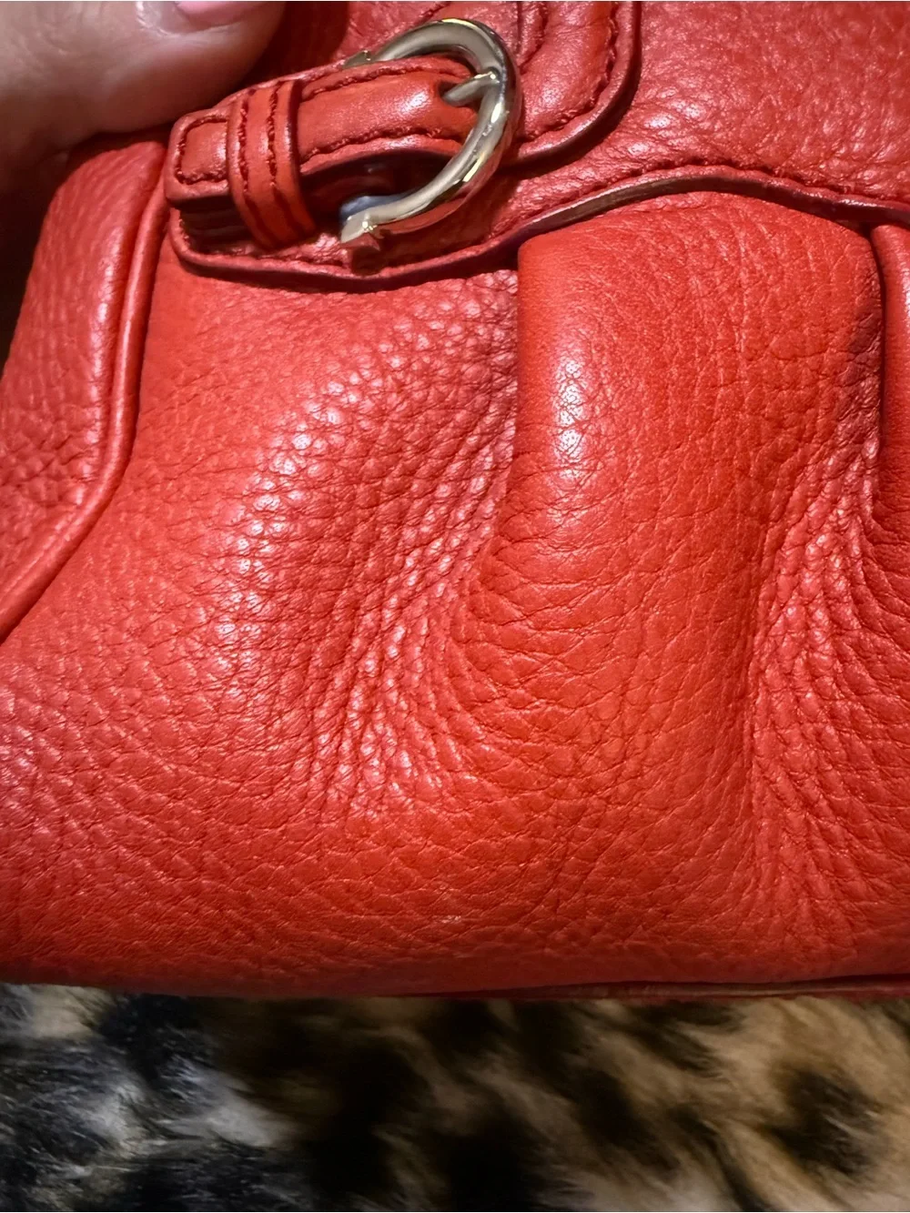 Salvatore Ferragamo Mini Red Pebble Leather Satchel Crossbody